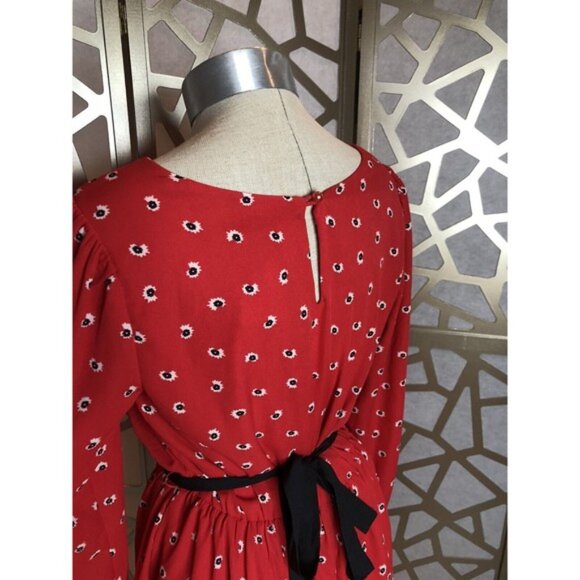 New kit and sky casuel dress crewneck long sleeve red S Small Red Flowers - Picture 9 of 12